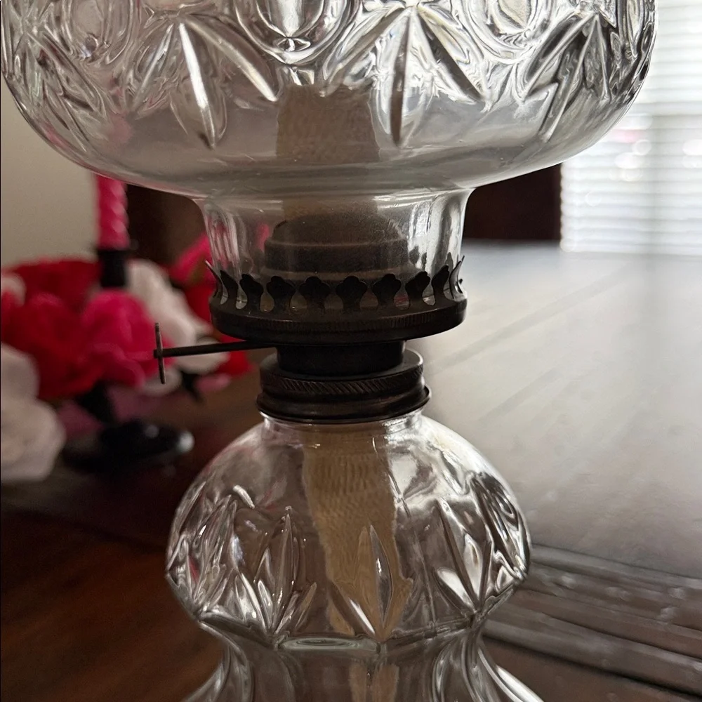 Lamplight Farms Vintage Rare Elegant Glass Oil Lamp from Austria